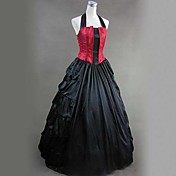 Sleeveless Floor-length Red Cotton Black Lace Aristocrat Lolita Dress