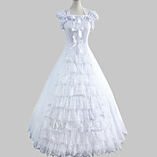 Camiseta de manga corta palabra de longitud Cotton White Princess Lolita vestido