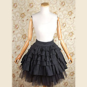 Knie Lengte Zwart Katoenen Gothic Lolita rok