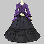 Langærmet Gulv-længde Purple Cotton Classic Lolita Dress