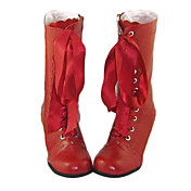 Håndlavede Wine Red PU Leather 4.3cm High Heel Classic Lolita Boots