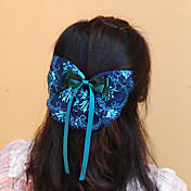 Handmade Blue Satin and Lace 15cm Bow Country Lolita Headdress