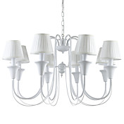 60W E14 8-light Iron Chandelier with White Fabric Shades