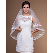 Hermoso de nivel velos codo de la boda con apliques de encaje Edge (más colores)