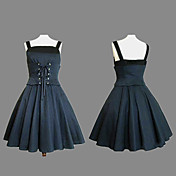 Sleeveless Knee-length Black Cotton Casual Lolita Dress