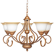 60W E14 5-light Palace Style Chandelier with Glass Shades