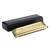Swan - (SW1664-3) 16 Hole 64 Tone Square Chromatische harmonica met Plastic Doos (laser-afdrukken Golden Finish)
