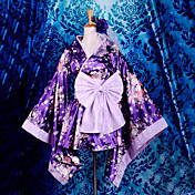 Superbe courte satiné violet motif Sakura Deluxe Robe kimono Lolita Wa