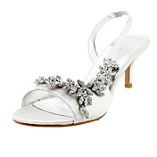 Satin Upper Mid Heel Strappy Sandals Wedding Bridal Shoes (More Colors)