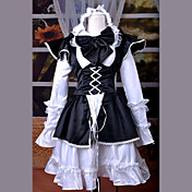 Long Sleeve Knee-length Black Satin Classic Lolita Maid Outfit