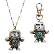 Unisex Bússola Estilo Robot liga Analógico Quartz Chaveiro Colar Watch (Bronze)