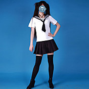 Cute Girl White e Black Cotton Sailor Uniforme Escolar (4 Pieces)