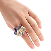Flower Shape Colored Glaze Adjustable Alloy Ring