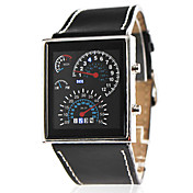 Unisex Kalender Stil PU Digital LED-Armbanduhr (schwarz)