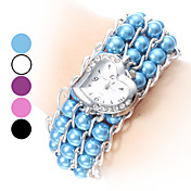 Kvinder Pearl Style Plastic Analog Quartz Bracelet Watch (Assorterede farver)