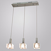 40W 3-Light Modern Pendant Light with Crystal Shade