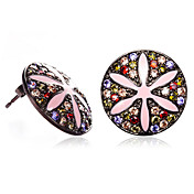Charming 23K Gold Plated Cubic Zirconia Stud Earrings