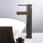 Antique Single Handle Centerset Bathroom Sink Faucet Antique Brass Finish(Tall)