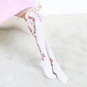 Red Flower White Cotton Country Lolita Stockings