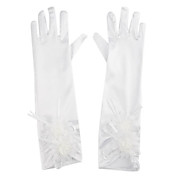 Flower Girl elastisk satin fingerspidser albue længde Wedding handsker med Blomster (Flere farver)