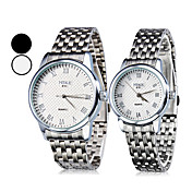 Par de Relojes Style Dress Steel analógico de cuarzo del par (de plata)