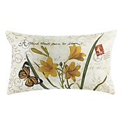Country Floral Cotton/Linen Decorative Pillow Cover