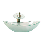 Sull Poolse Ingot Style Gehard glazen vat zinken met waterval kraan, montage en water afvoer
