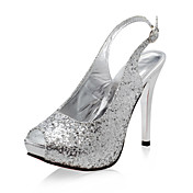 Sparkling Glitter Stiletto Peep Toe Slingbacks With Buckle (More Colors)