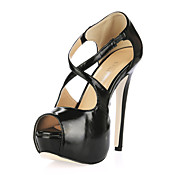 Unique Leatherette Stiletto Heel Peep Toe With Button Party/Evening Shoes