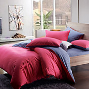 4pcs morden rot / grau solide Flanell Bettbezug Set