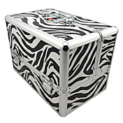 3 Bandejas Joyas comestic Tren Organizador estuche de maquillaje caja de aluminio con estampado de zebra