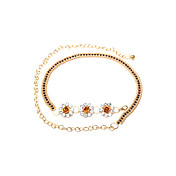 Chic Alloy Women's Fashion/Party Belt With Flowers And Crystal