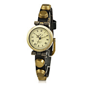 Klassiske kvinner Leather med Metal Quartz Movement Round Glass armbåndsur Flere farger