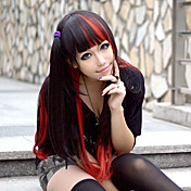 perruque lolita inspiré par le punk couleur noire et rouge mélangé 70cm