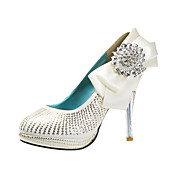 Handmade Leatherette Upper Stiletto Heel Closed Toe With Rhinestone Wedding/ Party Shoes