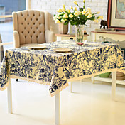 Classic Floral Linen / Cotton Blend Table Cloth