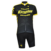 Kooplus 100% Polyester Short Sleeve Quick Dry Mens Cycling Suits(Black And Yellow)