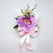 Elegant Satin / bomuld med Feather Free-formular Boutonniere