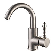Centerset Contemporary Style Brushed Finish Stainless Steel Bathroom Sink Faucets