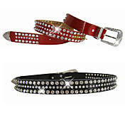 Damen Drei Linien Diamond Pure Color Leder Gürtel