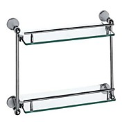 Stile moderno finitura cromata in ottone doppia Livelli mensola di vetro