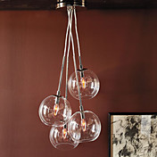 60W Artistieke Moderne hanger met 4 Lights in Glazen Ontwerp