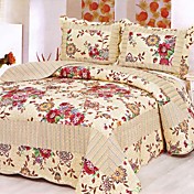 3pcs beige floral gewaschener Baumwolle Decke gesetzt