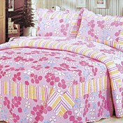 3pcs rosa Blätter gewaschen Baumwollsteppdecke Set