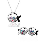 Fish 18K Plated With Crystal Women's Jewelry Set Including Necklace,Earrings