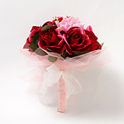 Round Red Shape Satin Wedding Brude Bouquet