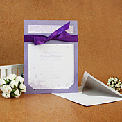 Elegant Wedding Invitation With Purple Ribbon (Set of 50)