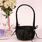 Panier de fleur simple en satin noir avec ruban