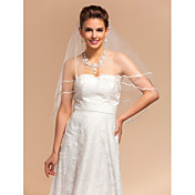 Smukke enstrengede Elbow Wedding Veil med blyant Edge