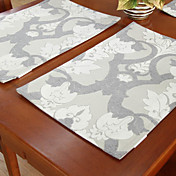 Set Of 4 Traditional Chenille Floral Placemats